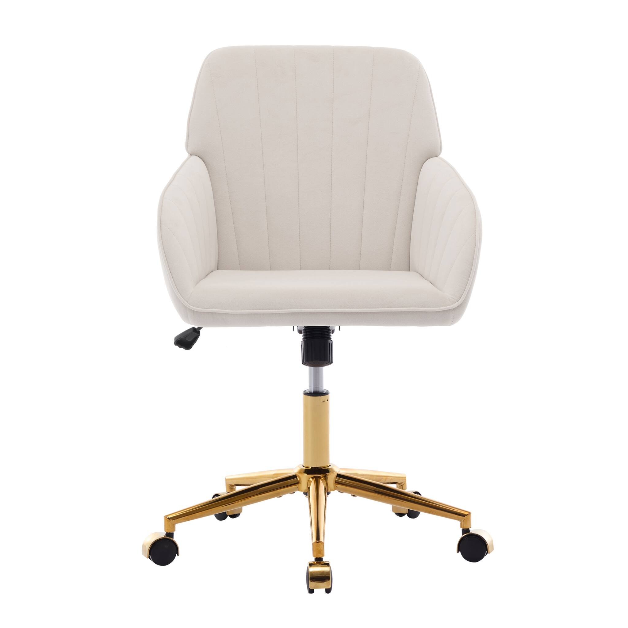 Forest'nSky - Gold Metal Adjustable Office Chair with Ergonomic Swivel Chair, Backrest Seat - Beige