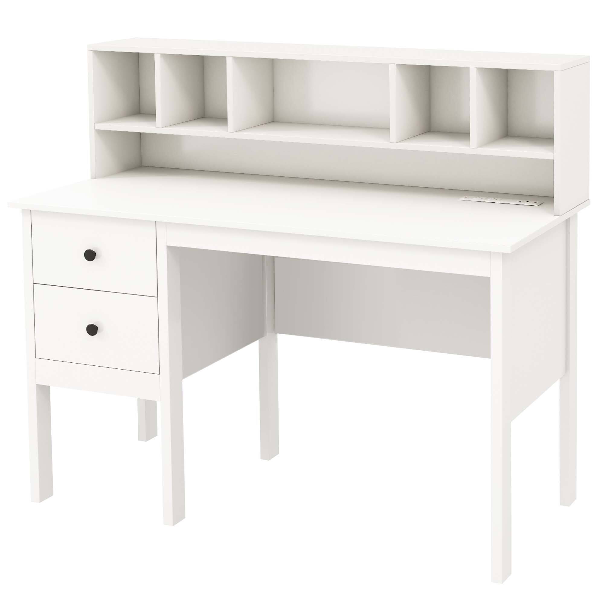 Alt View 19. Costway - Writing Desk with Power Outlet and 5-Cubby Hutch - White.