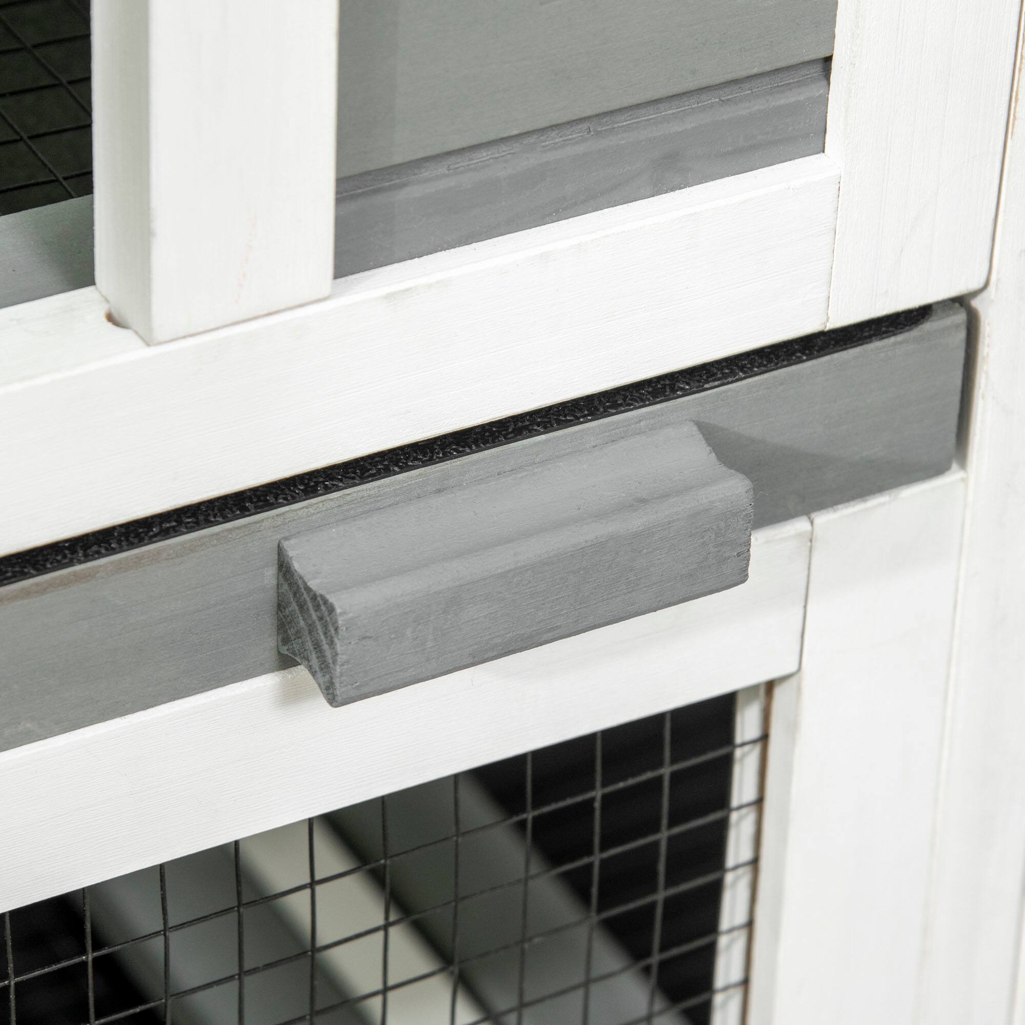 Alt View 4. Pawhut - Indoor Rabbit Hutch, Three Story Wooden Rabbit Cage with Runs, Wheels, Waterproof Roof, Removable Trays.