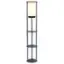 Angle. Simple Designs - Round Etagere Storage Floor Lamp with 2 USB, 1 Outlet - Navy.