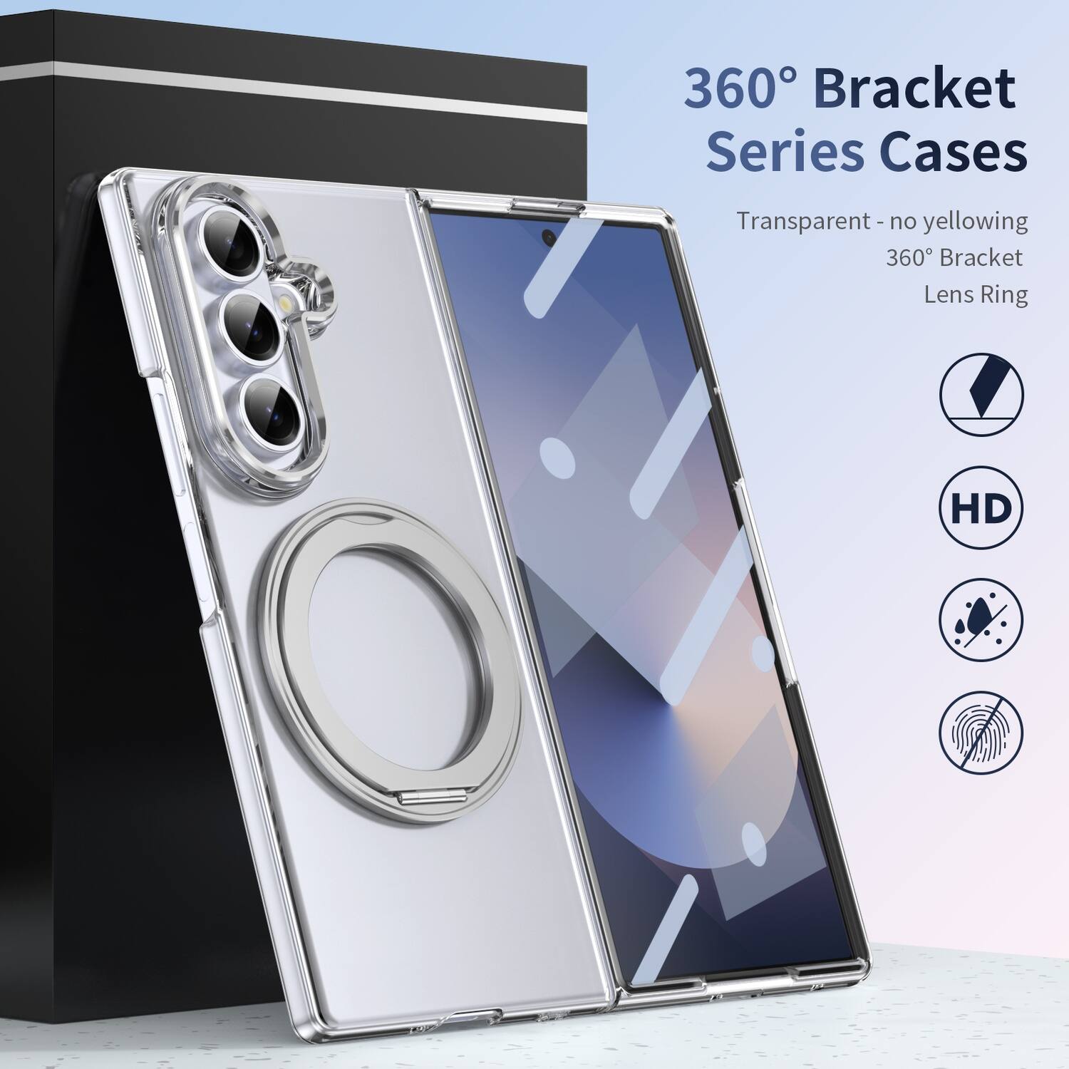 360° Bracket Series Cases  
Transparent - no yellowing  
360° Bracket Lens Ring HD