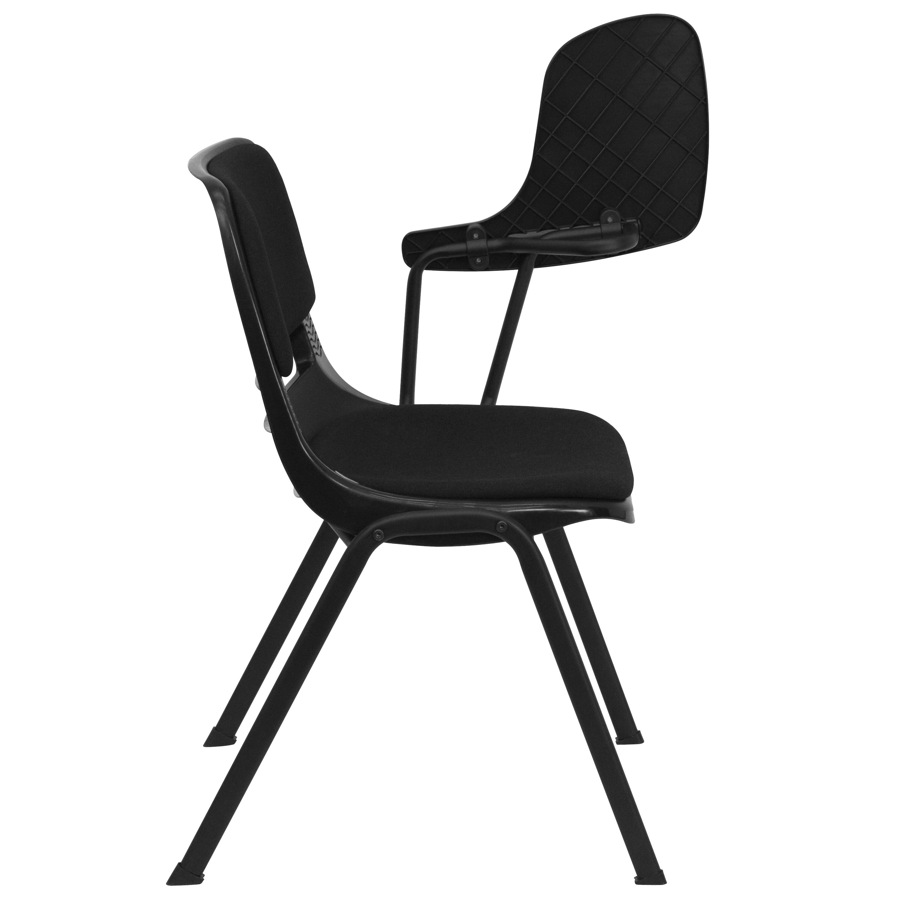 Alt View 6. Emma + Oliver - Padded Ergonomic Shell Chair with Left Handed Flip-Up Tablet Arm - Black.