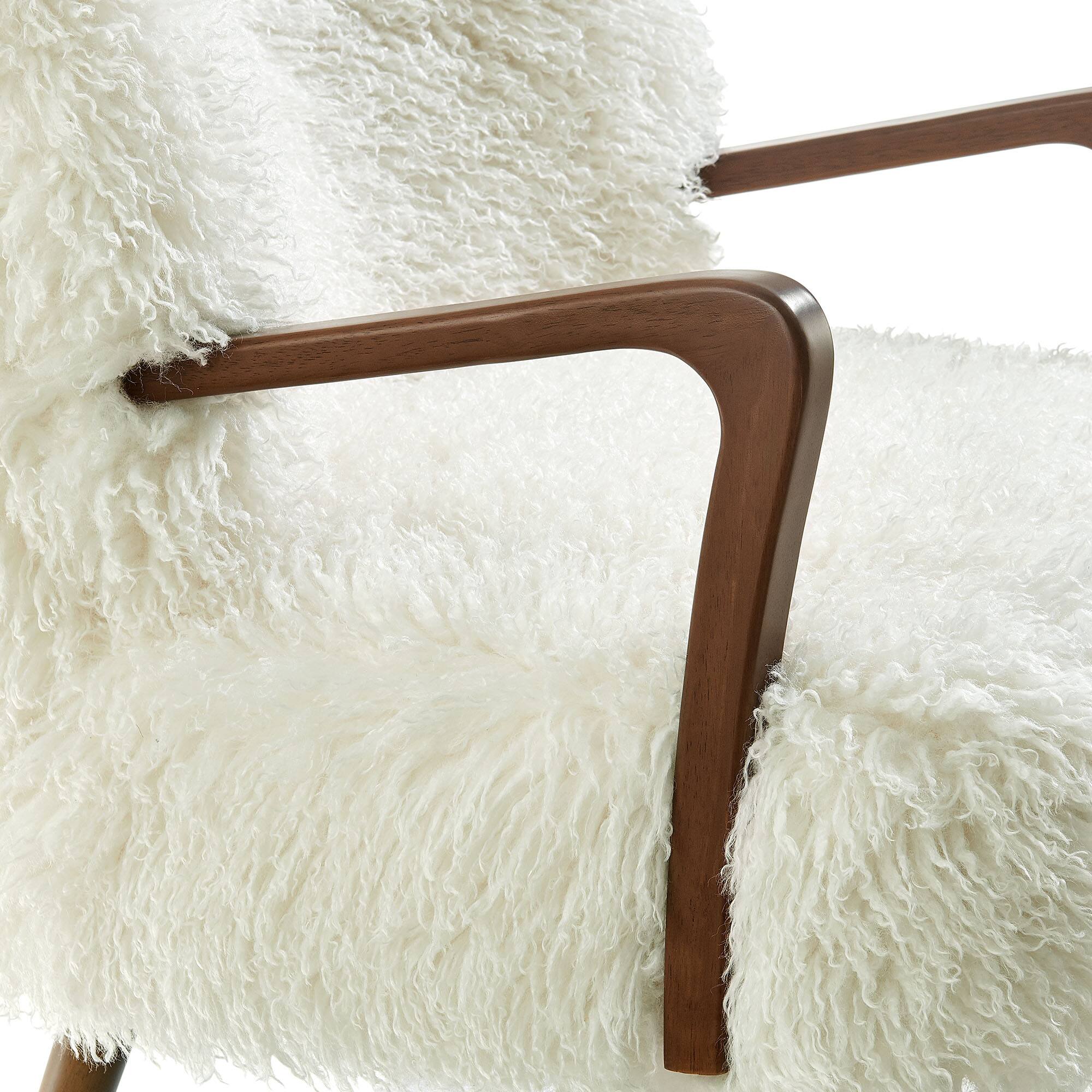 Alt View 5. Modway - Zerra Faux Shearling Accent Armchair by Modway - White.