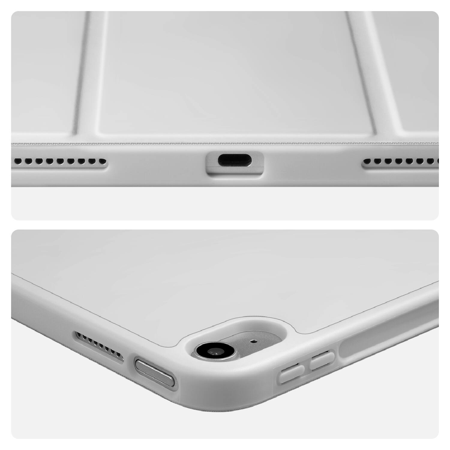 Alt View 2. Vena - For Apple iPad A16 Case, iPad 10th Generation Case, iPad 11th Gen Case Trifold Stand Slim Protective Cover, Gray - Light Gray.