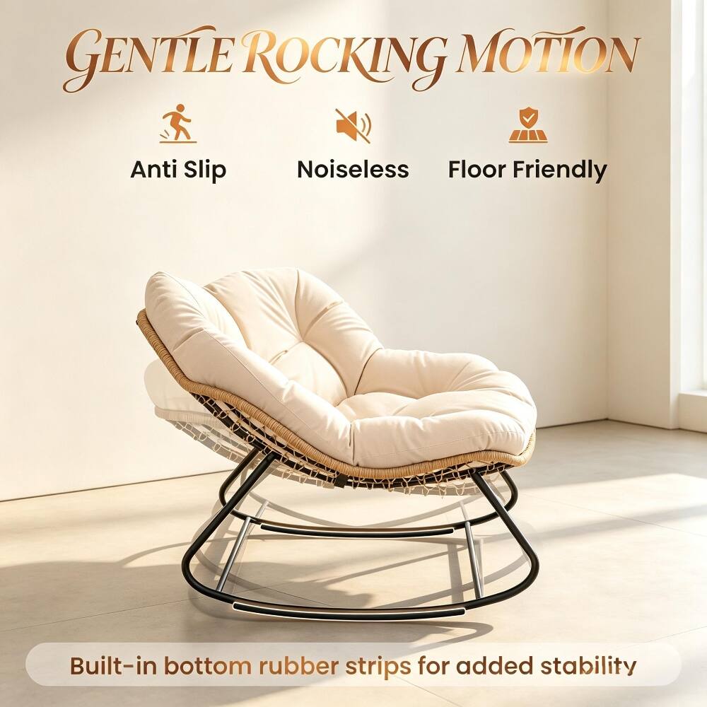 GENTLE ROCKING MOTION

Anti Slip  
Noiseless  
Floor Friendly

Built-in bottom rubber strips for added stability