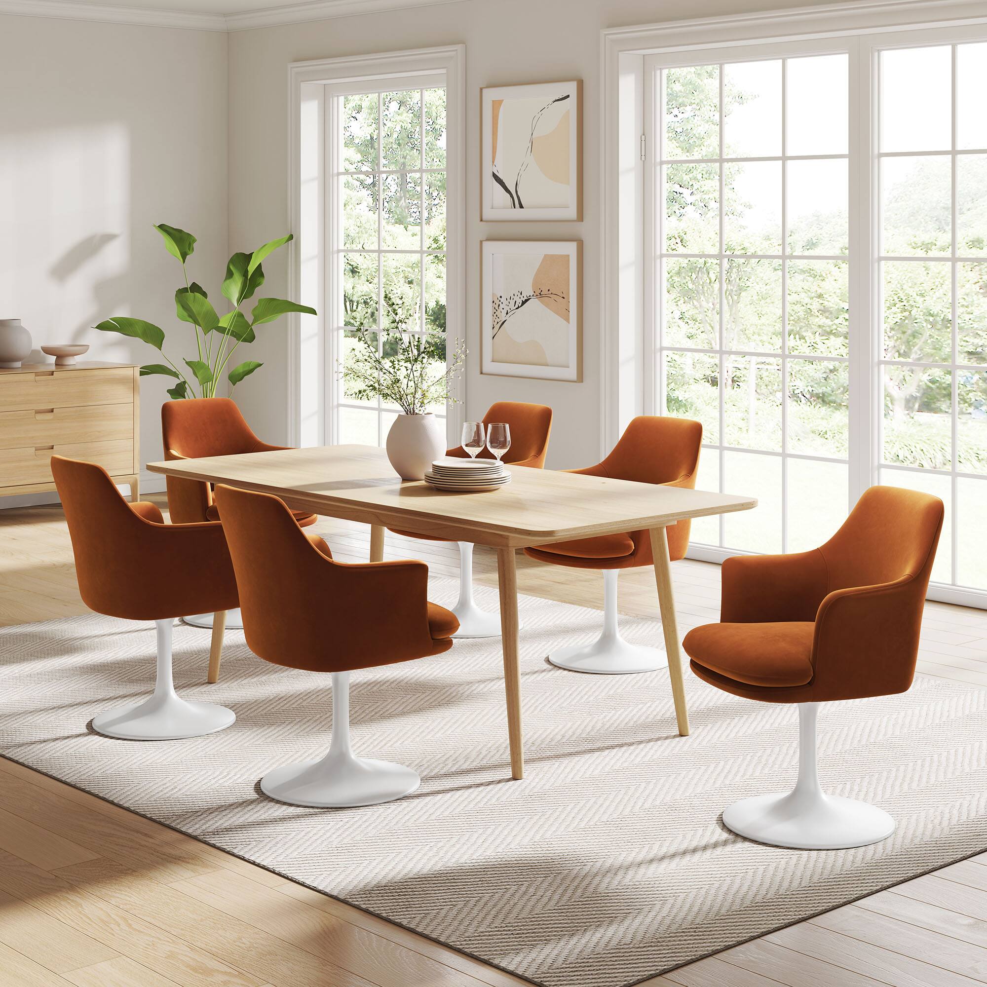 Alt View 1. Modway - Lippa Swivel Dining Armchair by Modway - White Rust.