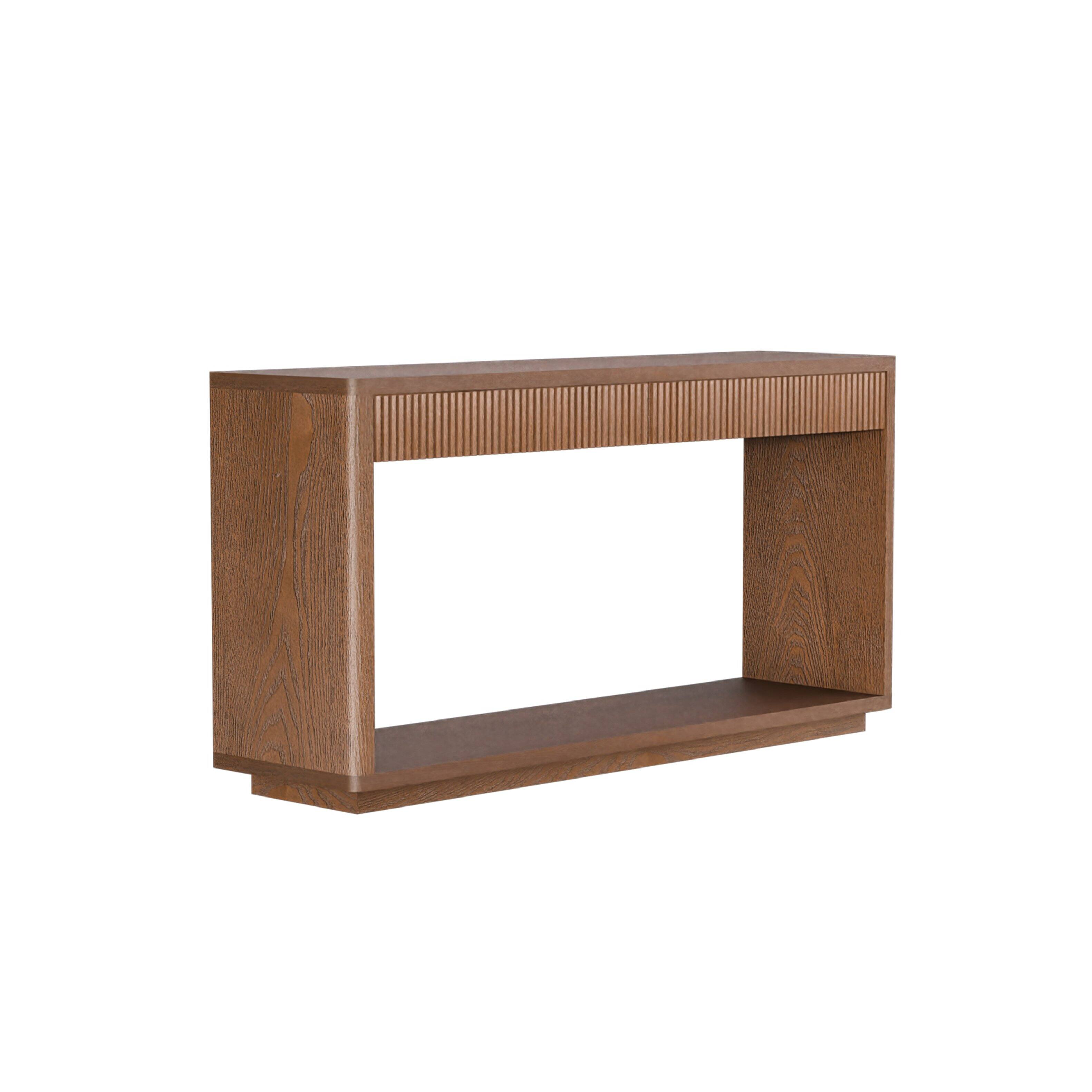 Alt View 9. Loheer - Loheer Fluted Console Table, 60 In Walnut Console Table with 2 Drawers, Modern Sofa Table Behind Couch for Entryway - Walnut.