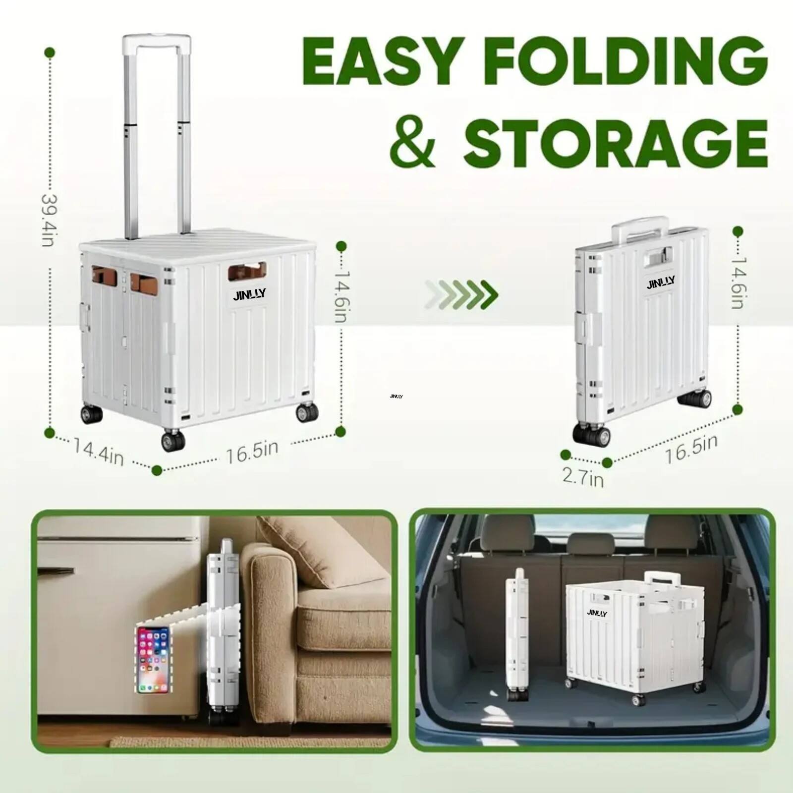39.4in EASY FOLDING & STORAGE!  
14.6in  
14.4in  
16.5in  
2.7in  
16.5in
