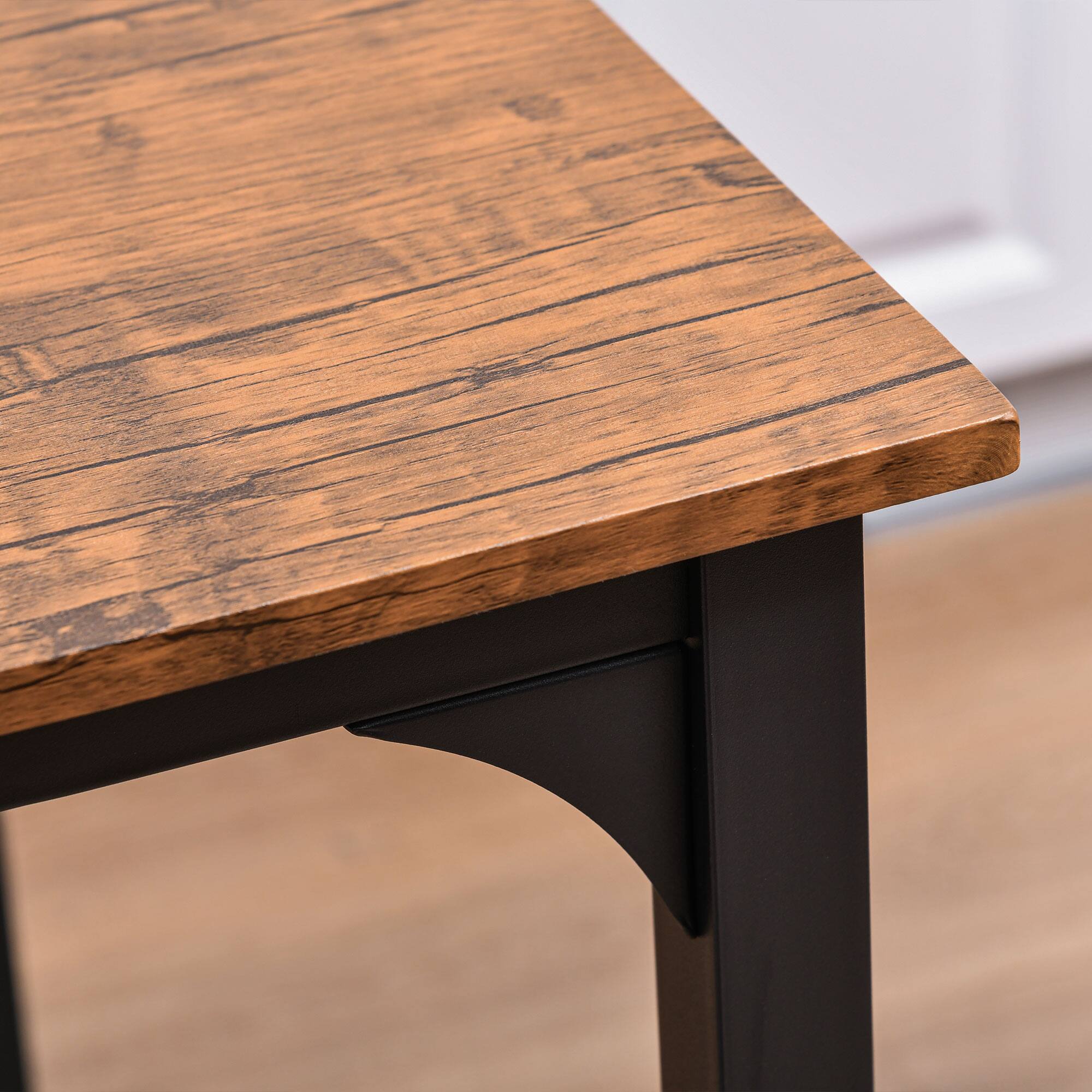 Alt View 8. Homcom - Counter Height Bar Table Set for 4, Square Kitchen Table and Chairs Set with Footrest, Metal Legs - Walnut,Black.