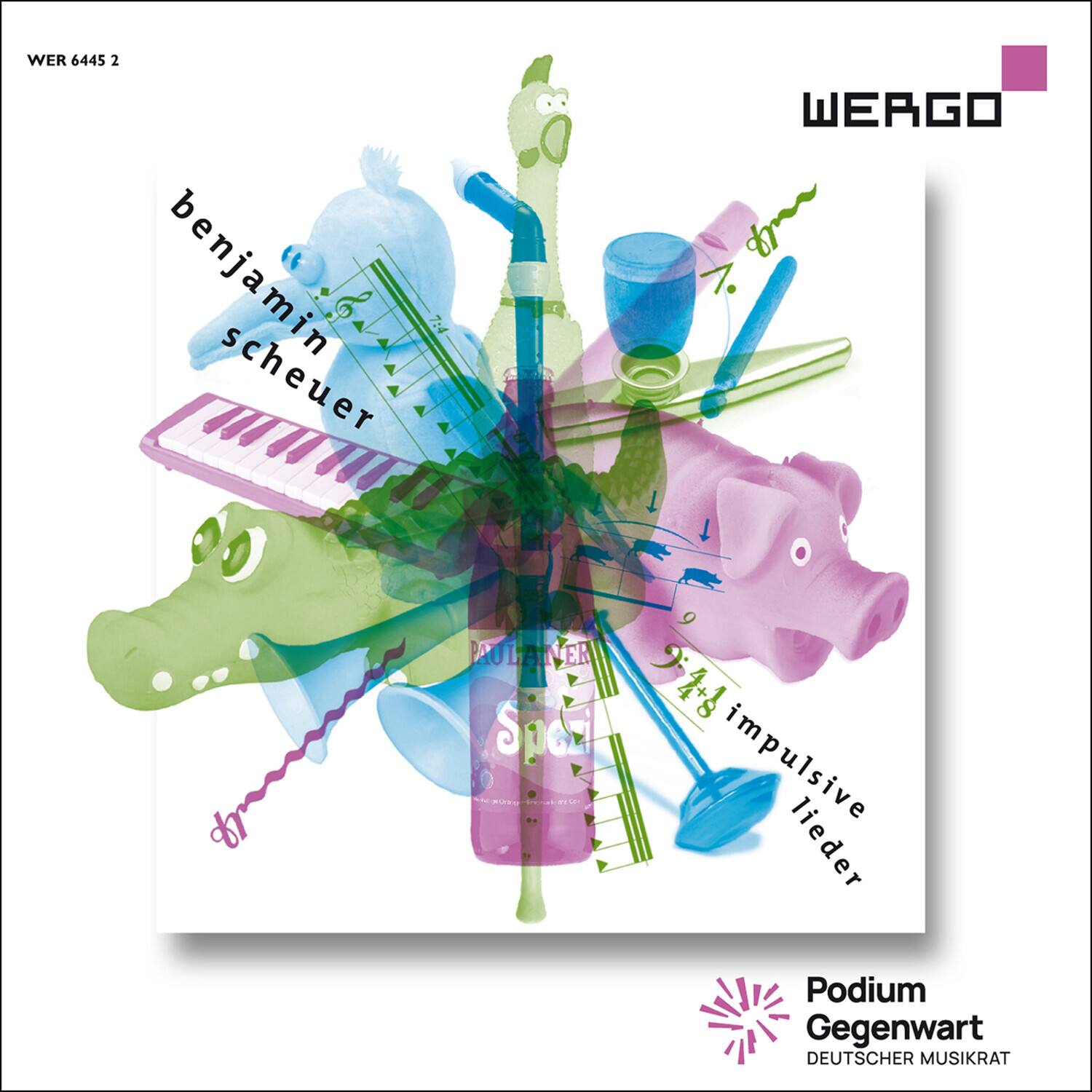 WER 6445 2  
benjamin scheuer  
WERGO  
AULANER  
impulsive lieder  
Podium Gegenwart  
DEUTSCHER MUSIKRAT