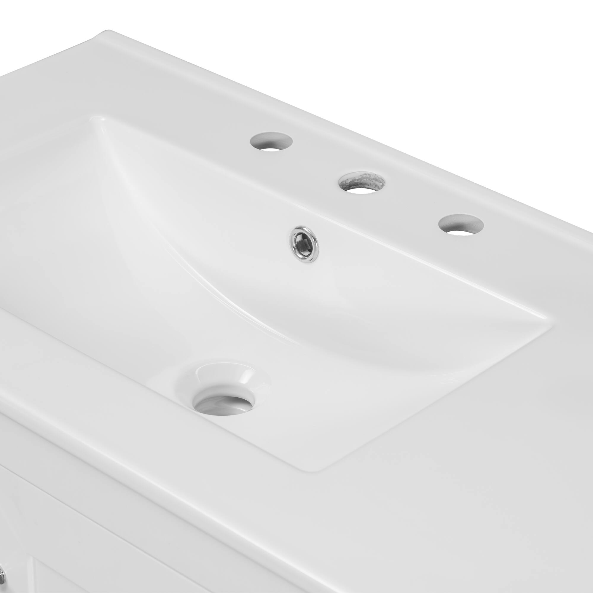 Alt View 8. JUJABU - 36" White Bathroom Vanity with Ceramic Sink, 2 Soft-close Doors and 5 Drawers - White.