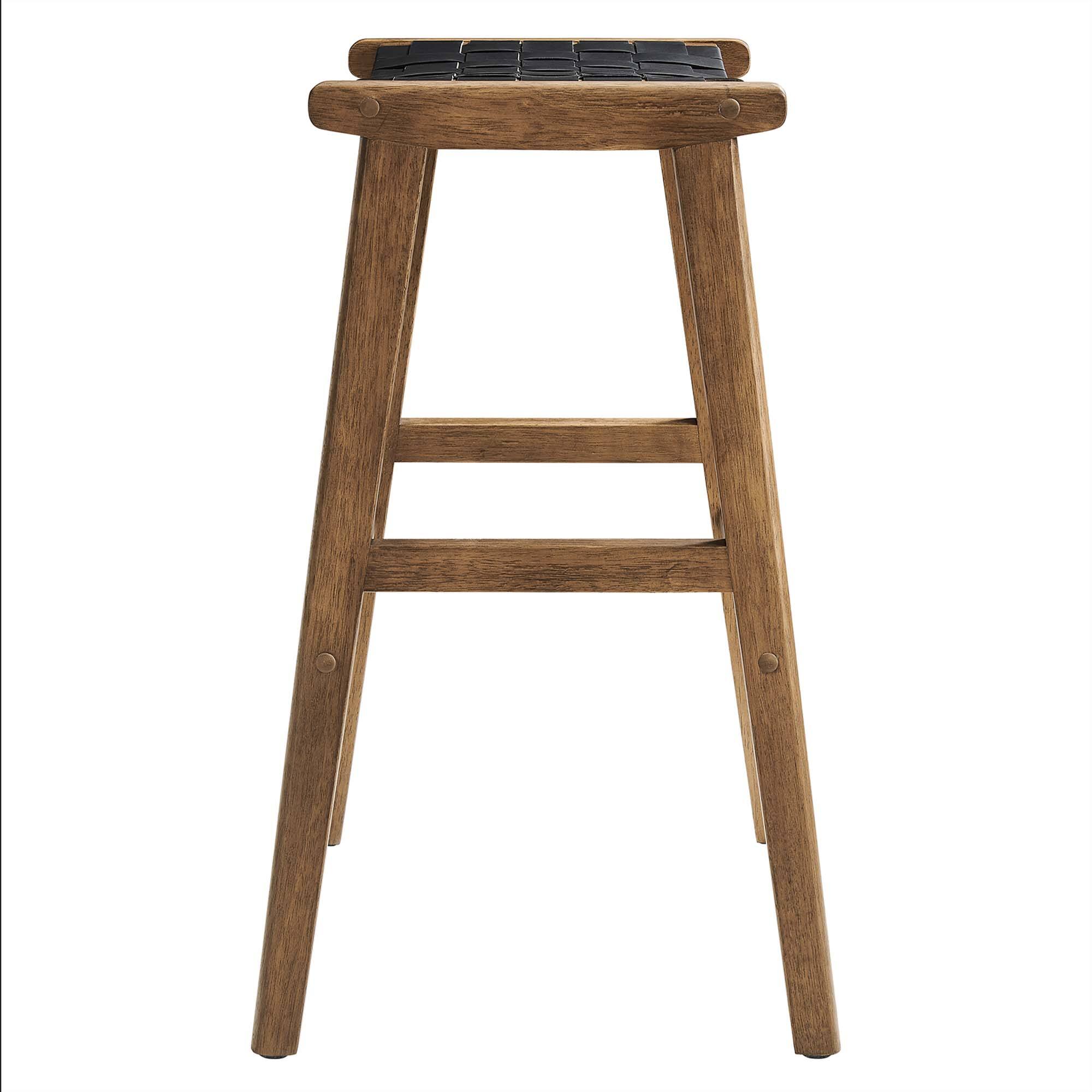 Alt View 4. Modway - Saoirse Leather Wood Bar Stool Set of 2 by Modway - Walnut Black.