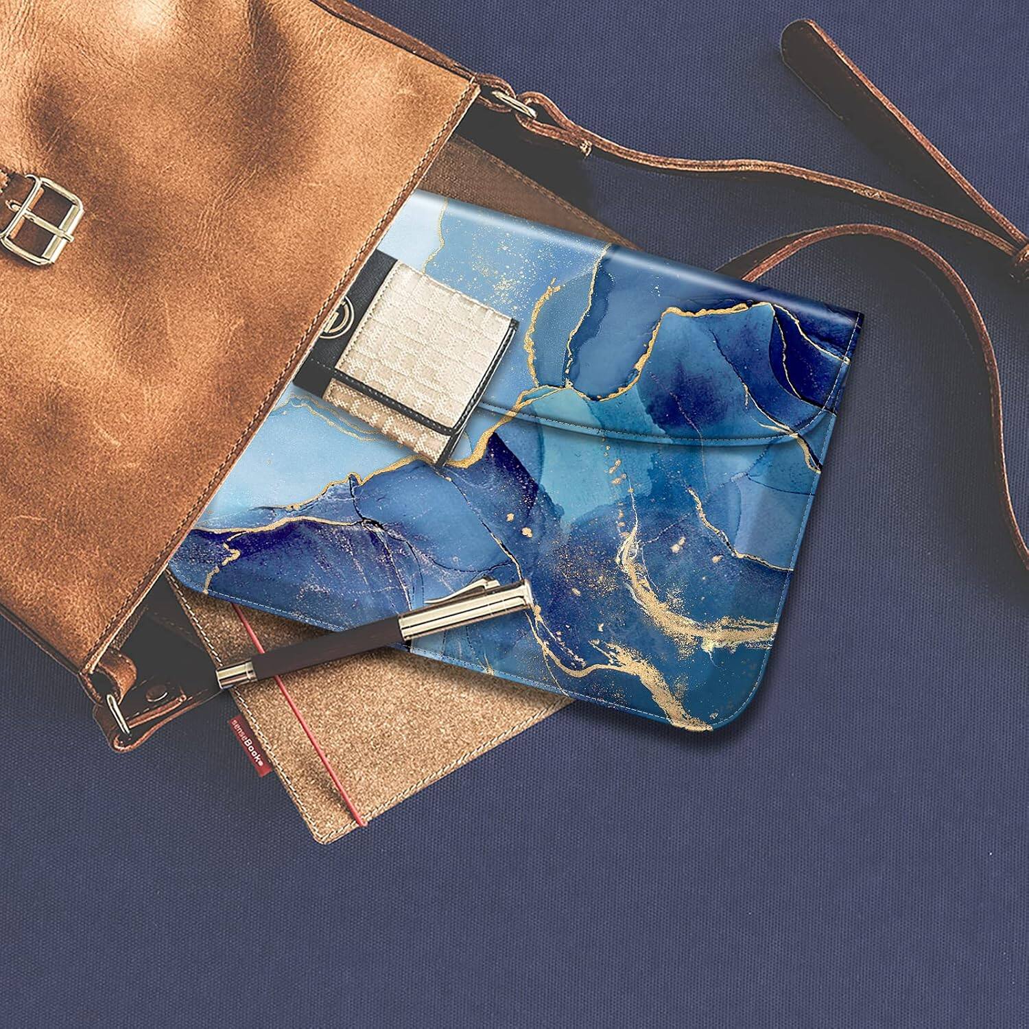 Alt View 3. Fintie - Sleeve Case for Microsoft Surface Go 4/3/2/1 (2023/2021/2020/2018) Slim Fit Premium Vegan Leather Cover with Stylus Loop - Ocean Marble.