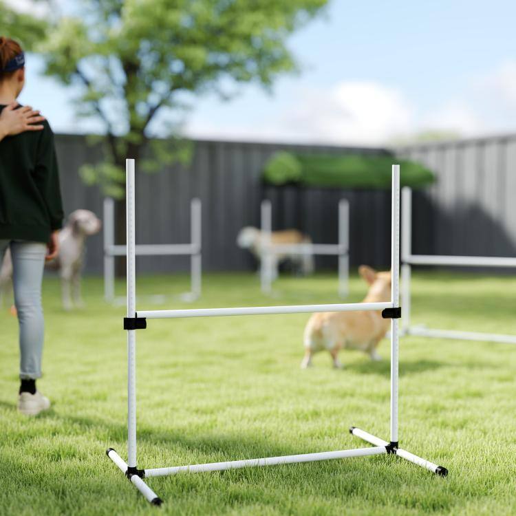 Alt View 9. PULUZ - 4 Piece Dog Agility Training Equipment for Dog Agility Course with Adjustable Height Jump Bars - White.