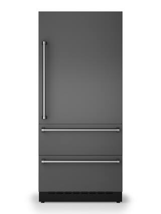 Front. Viking - 36"W. BTM Door Panel for Viking Veil FDBMIC7360R Right Hinge Ref./Frz. Models - Damascus Gray - Damascus Gray.