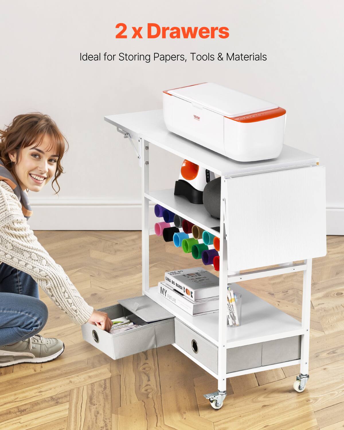 2 x Drawers  
Ideal for Storing Papers, Tools & Materials