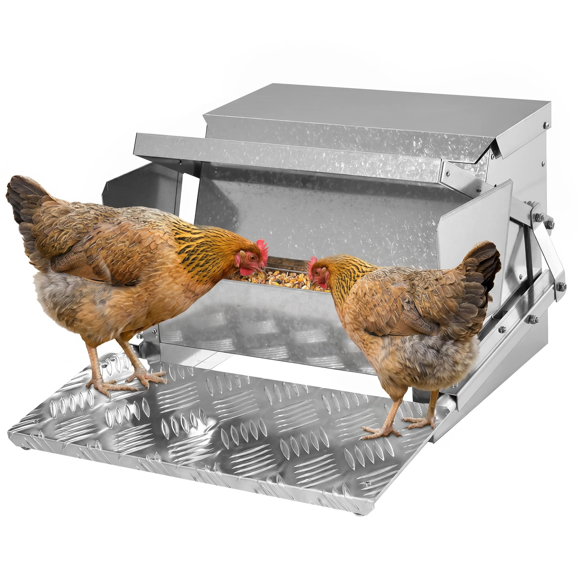 Pawhut - lbs Capacity Automatic Chicken Poultry Feeder with a Galvanized Steel and Aluminium Build - Silver price history on PriceWatchPro