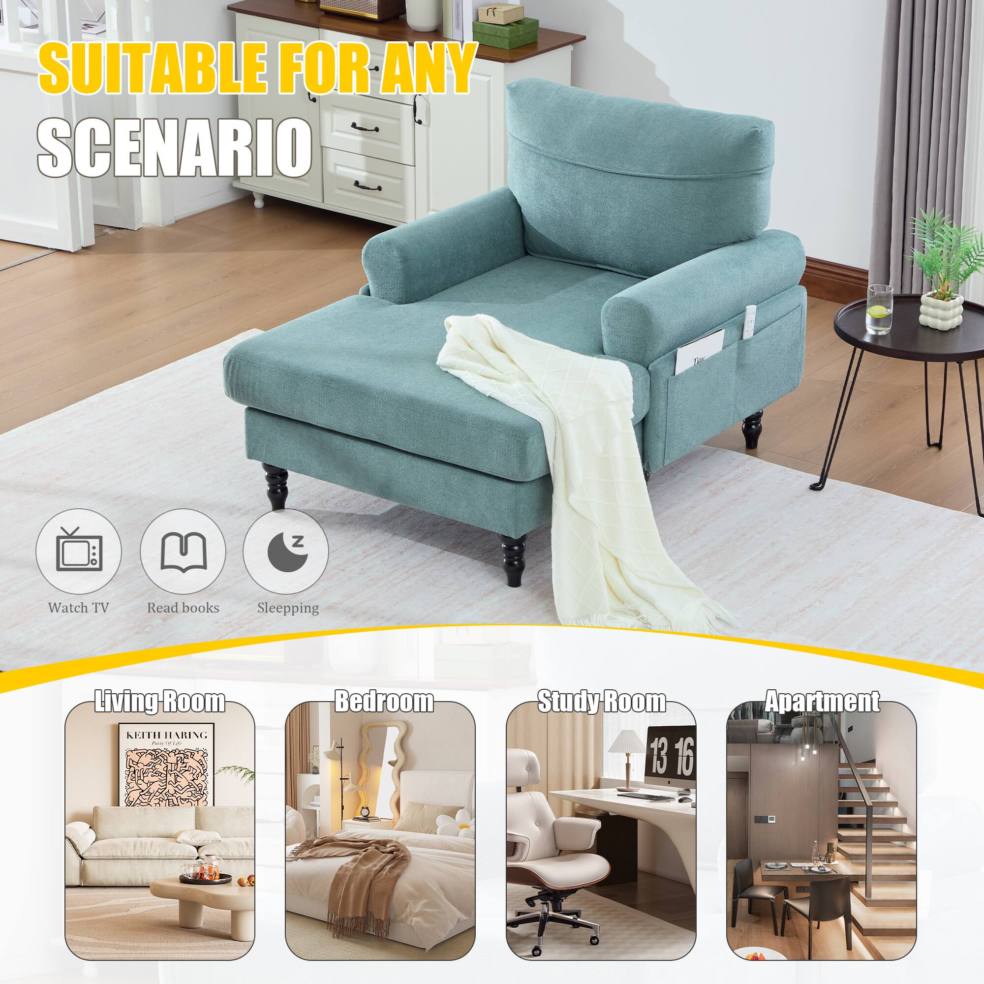SUITABLE FOR ANY SCENARIO

Watch TV  
Read books  
Sleeping  

Living Room  
Bedroom  
Study Room  
Apartment
