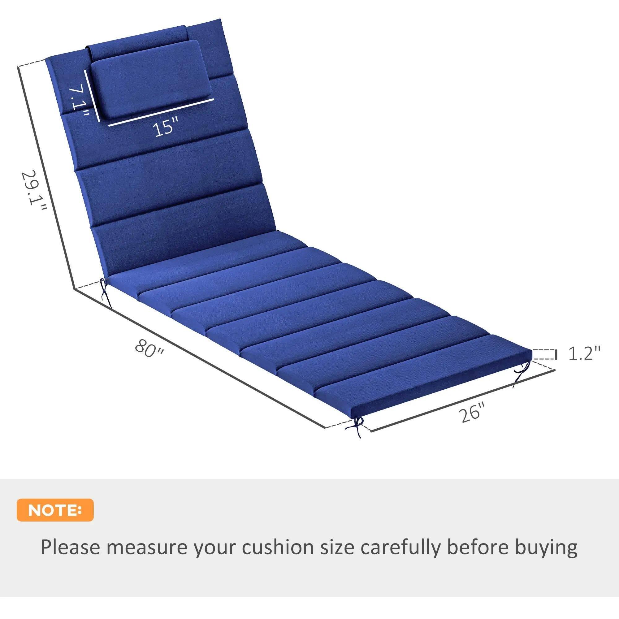29.1", 80", 26", 1.2", 15", 7.1" NOTE: Please measure your cushion size carefully before buying
