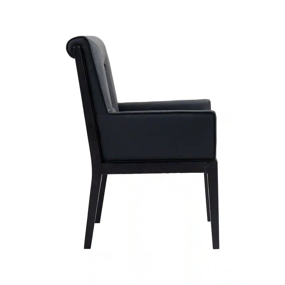 Alt View 3. Meridian Furniture - Gwendolyn Black Vegan Leather Dining Arm Chair - Black.