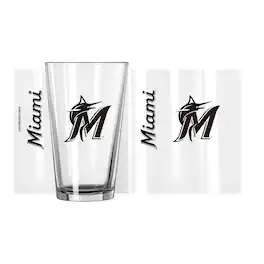 Logo Brands - Miami Marlins 16oz. Team Wordmark Game Day Pint Glass - Multicolor