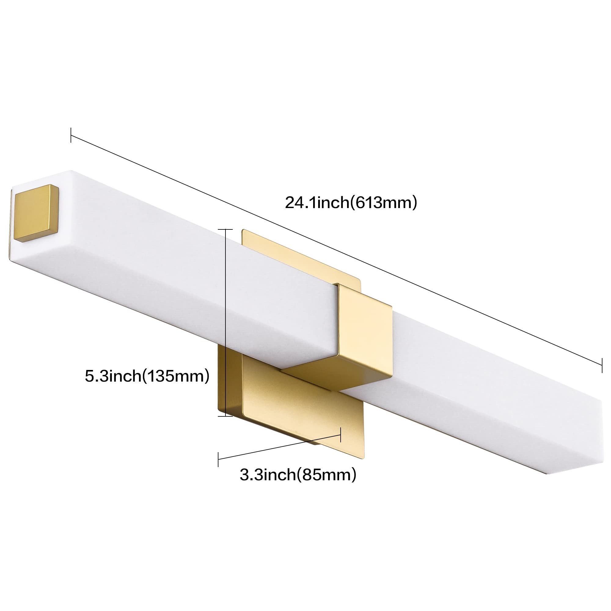 24.1 inch (613 mm)  
5.3 inch (135 mm)  
3.3 inch (85 mm)