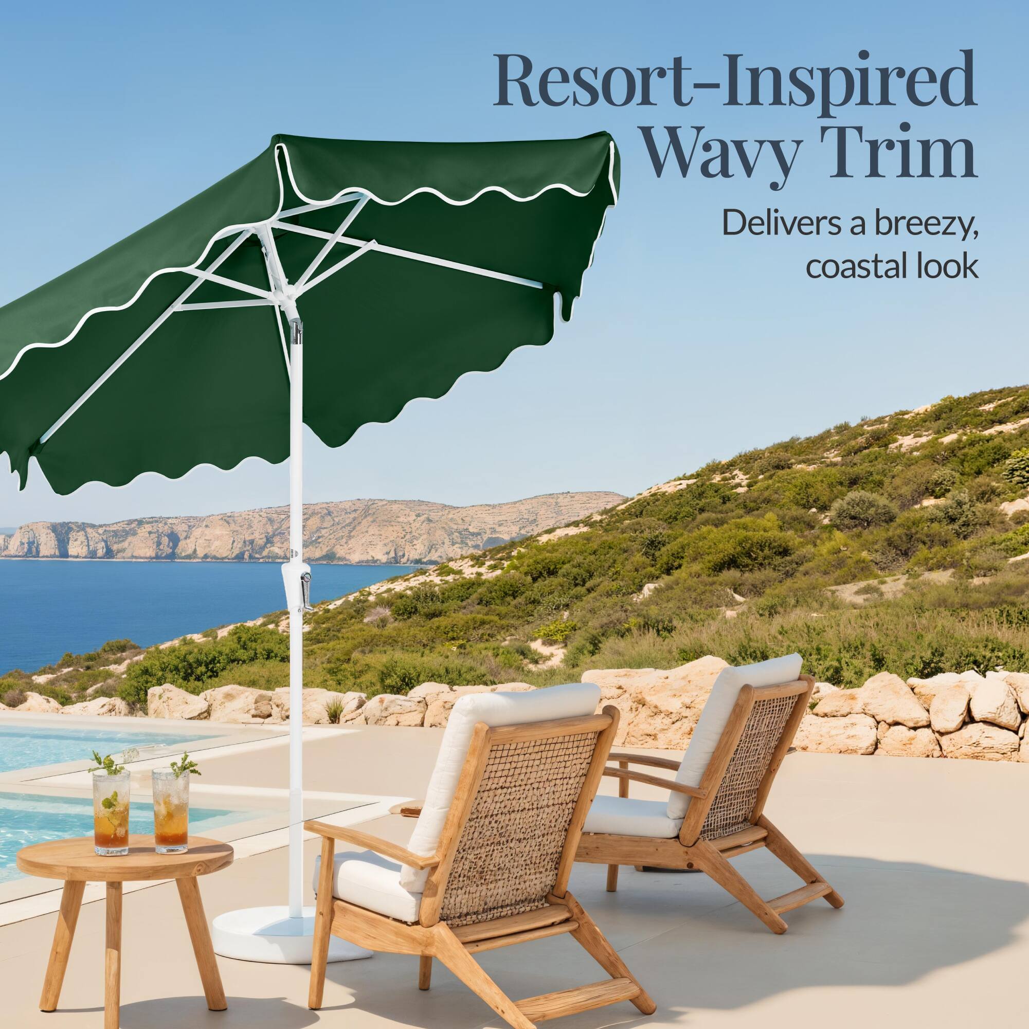 Resort-Inspired Wavy Trim  
Delivers a breezy, coastal look