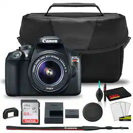 Bundle - Canon - EOS Rebel T6 DSLR Camera with 18-55mm Lens (1159C003) + EOS Bag + Sandisk Ultra 64GB Card + Clean and Care Kit