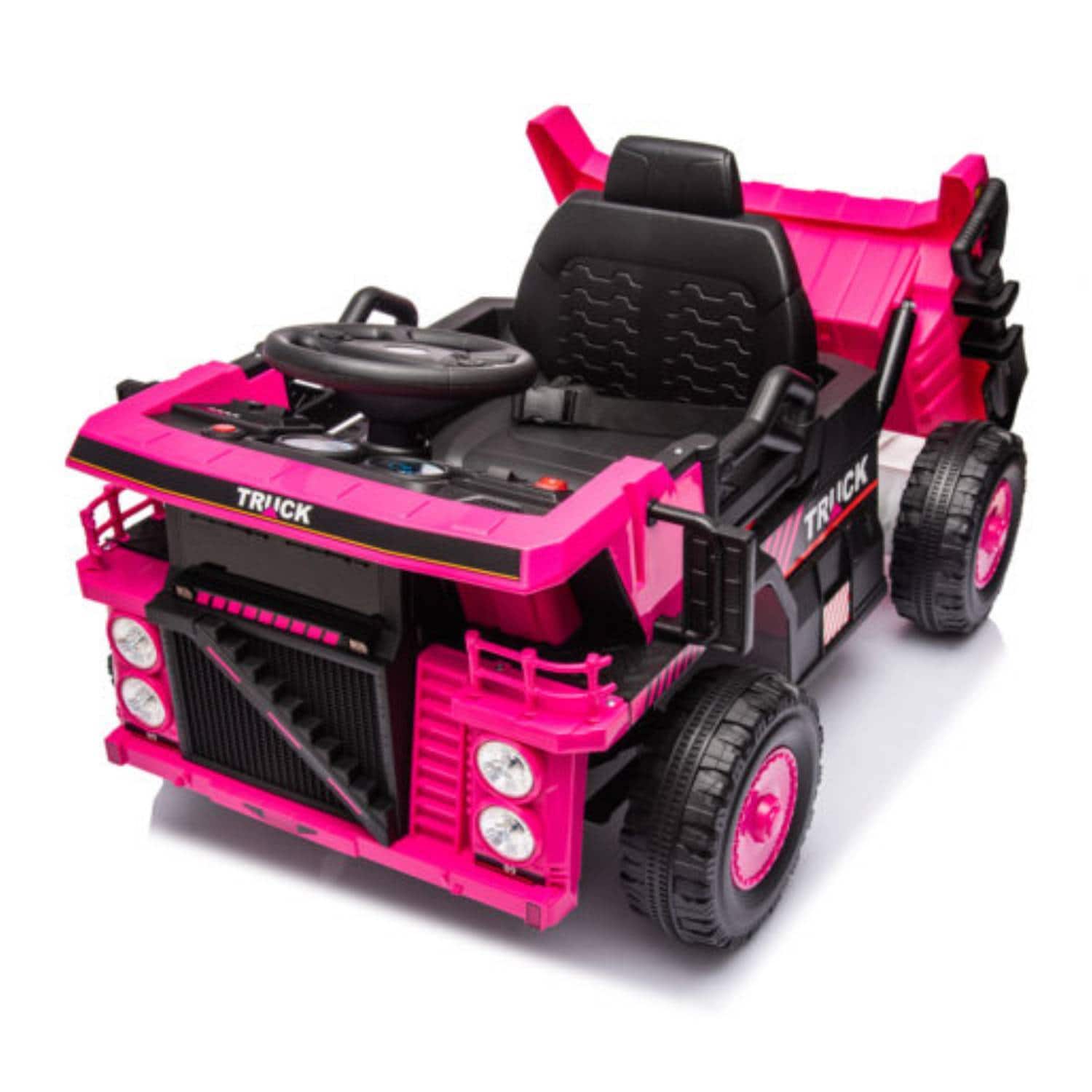 Qeetex - 12V Electric Ride On Dump Truck Car Toy With Remote Control for Kids Best Gifts, Pink