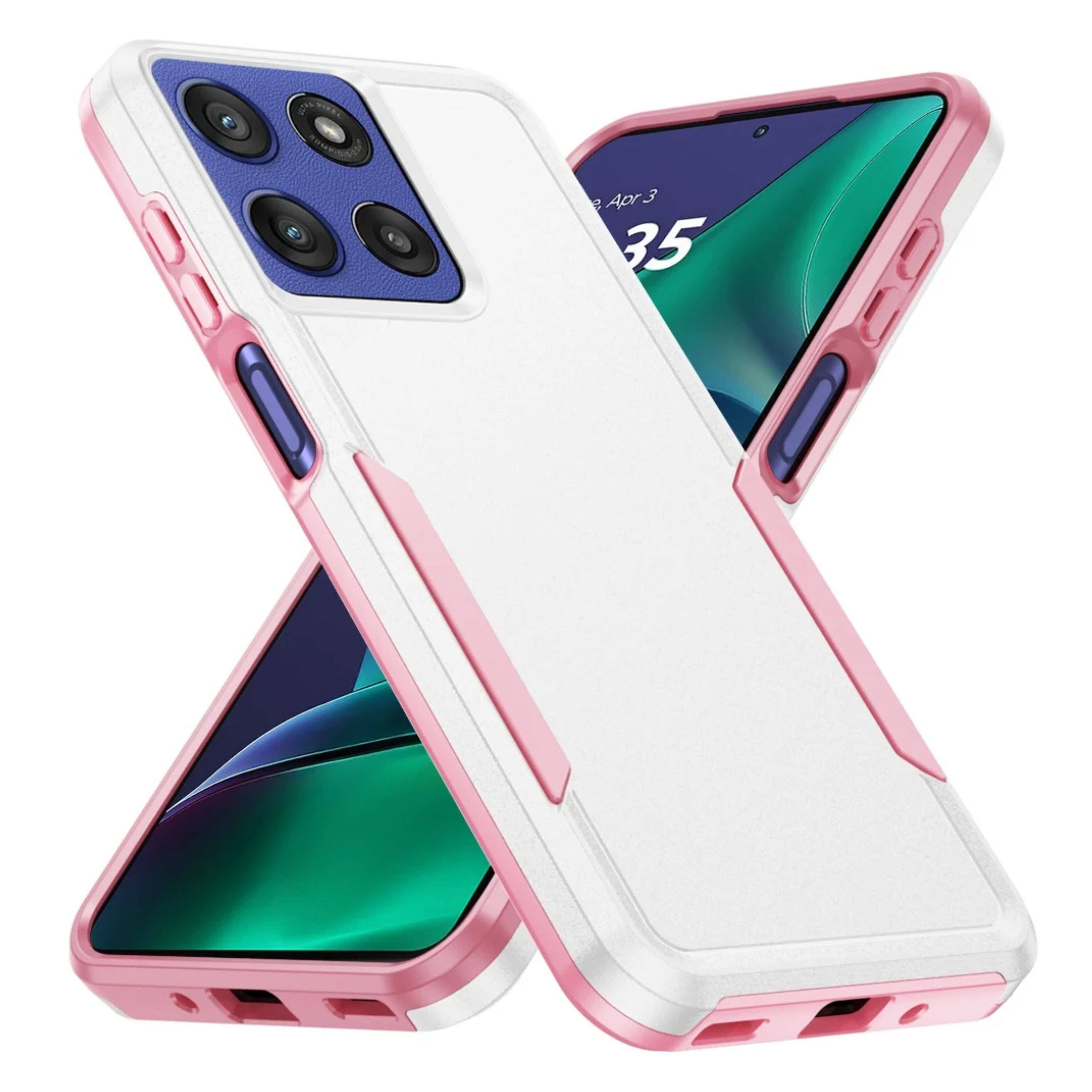 Left. Kitcheniva - Fused Rugged Shockproof Phone Case With Tempered Glass For Moto G Stylus 2026/2025 White - White.