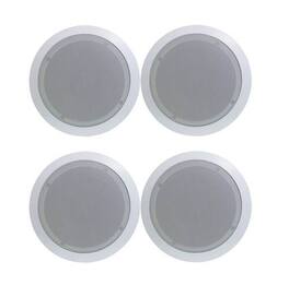 4) Pyle PDIC51RD 5.25 Inch 150W Round In-Ceiling Wall Flush Speakers Four - White