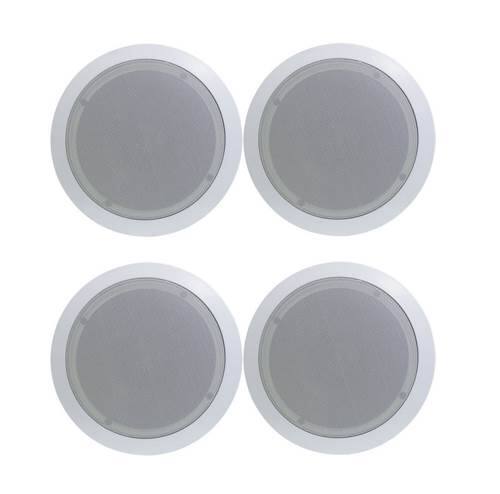 Front. Pyle - 4) Pyle PDIC51RD 5.25 Inch 150W Round White In-Ceiling Wall Flush Speakers Four - White.