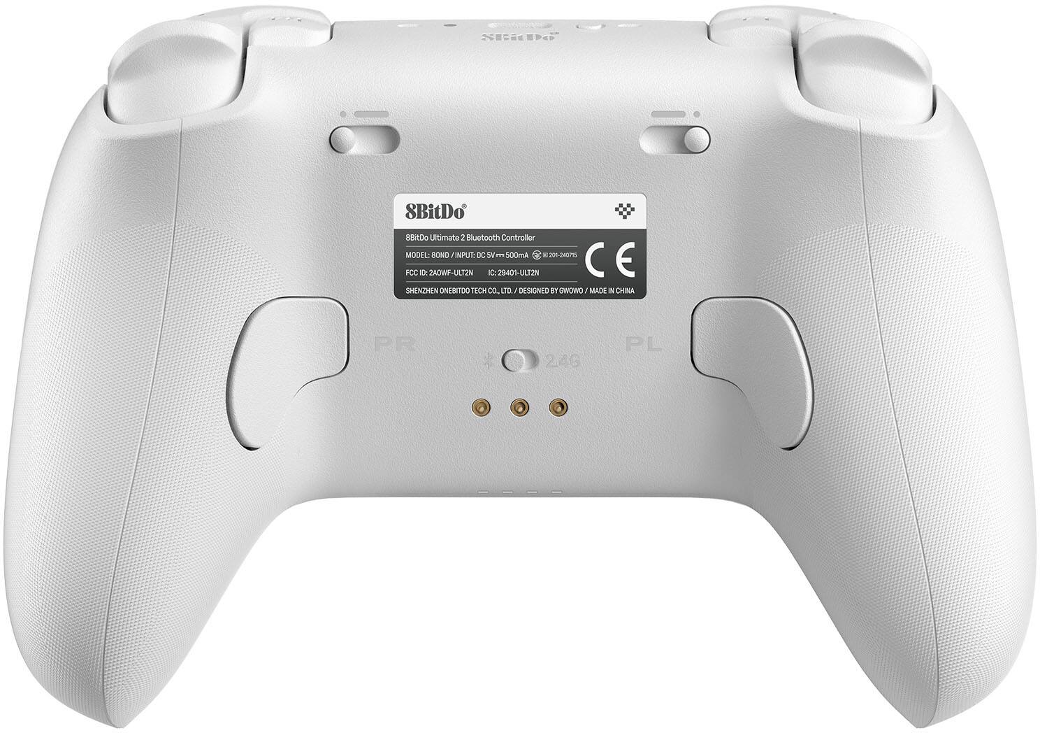 8BitDo Ultimate 2 Bluetooth Controller  
MODEL: BOND / INPUT: DC 5V = 500mA  
FCC ID: 2AOWF-ULT2N  
IC: 29401-ULT2N  
CE  
SHENZHEN ONEBITDO TECH CO., LTD - DESIGNED BY GWOWO / MADE IN CHINA  
PR 24G PL