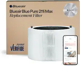 Blueair - Blue Pure F2MAX Replacement Filter for 211i Max Air Purifier, HEPASilent Carbon Filter AHAM Certified - White