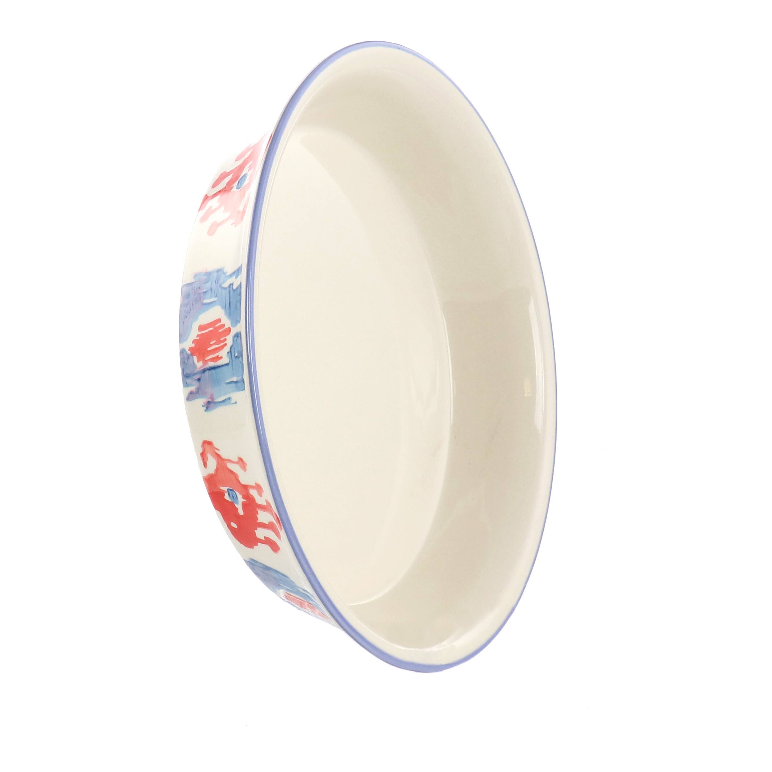 Alt View 1. Gibson - Spice By Tia Mowry Sweet Basil 1.5 Quart Round Stoneware Pie Dish - Blue and Orange.