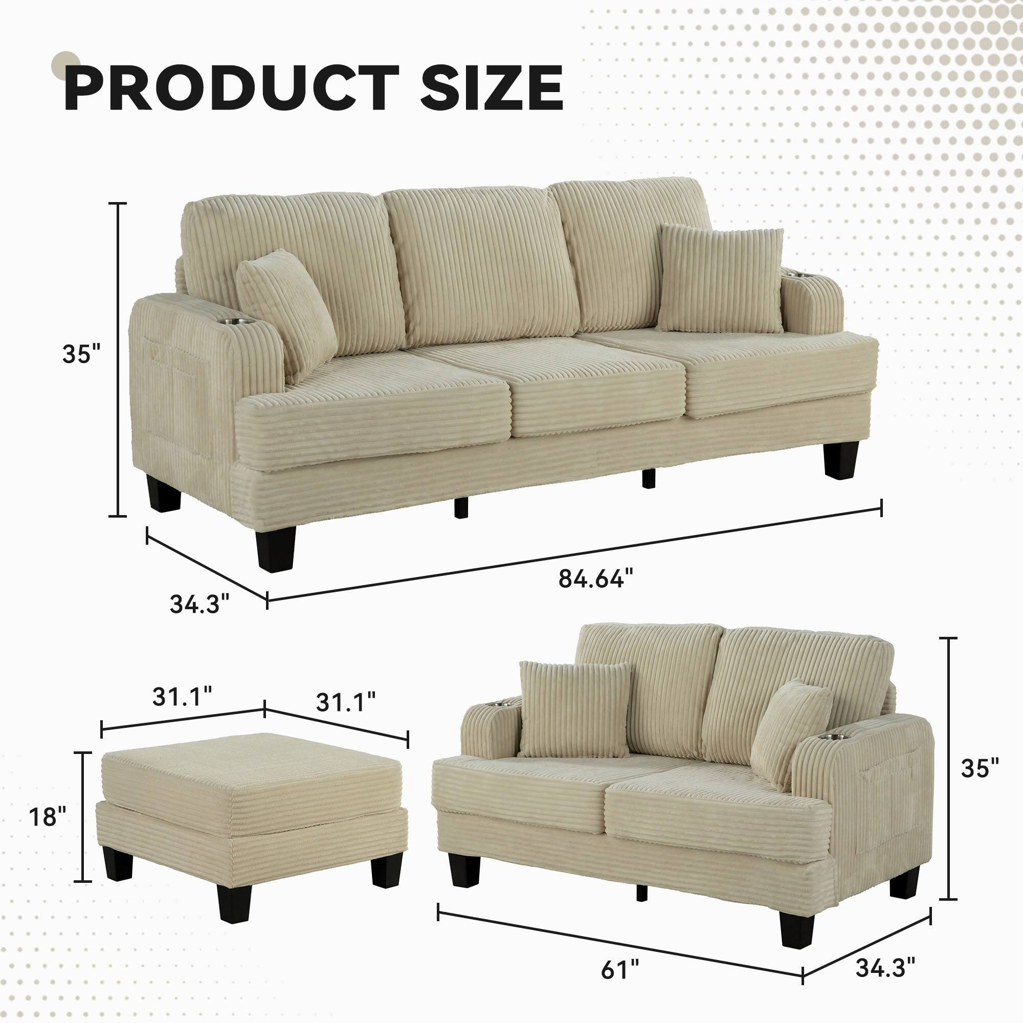 PRODUCT SIZE  
35"  
34.3"  
84.64"  
31.1"  
31.1"  
35"  
18"  
61"  
34.3"