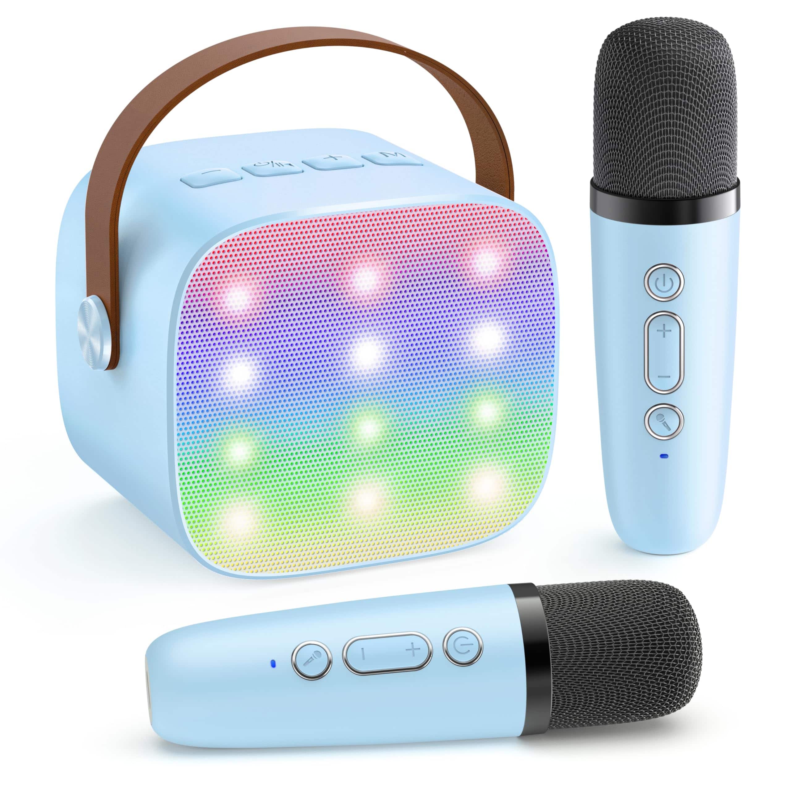 Cozy Serene - Mini Karaoke Machine Wireless Microphones Top Gifts Ages +years Old 4-12th Birthday Gift Party (purple) Mini Karaoke - Blue 2 Mic