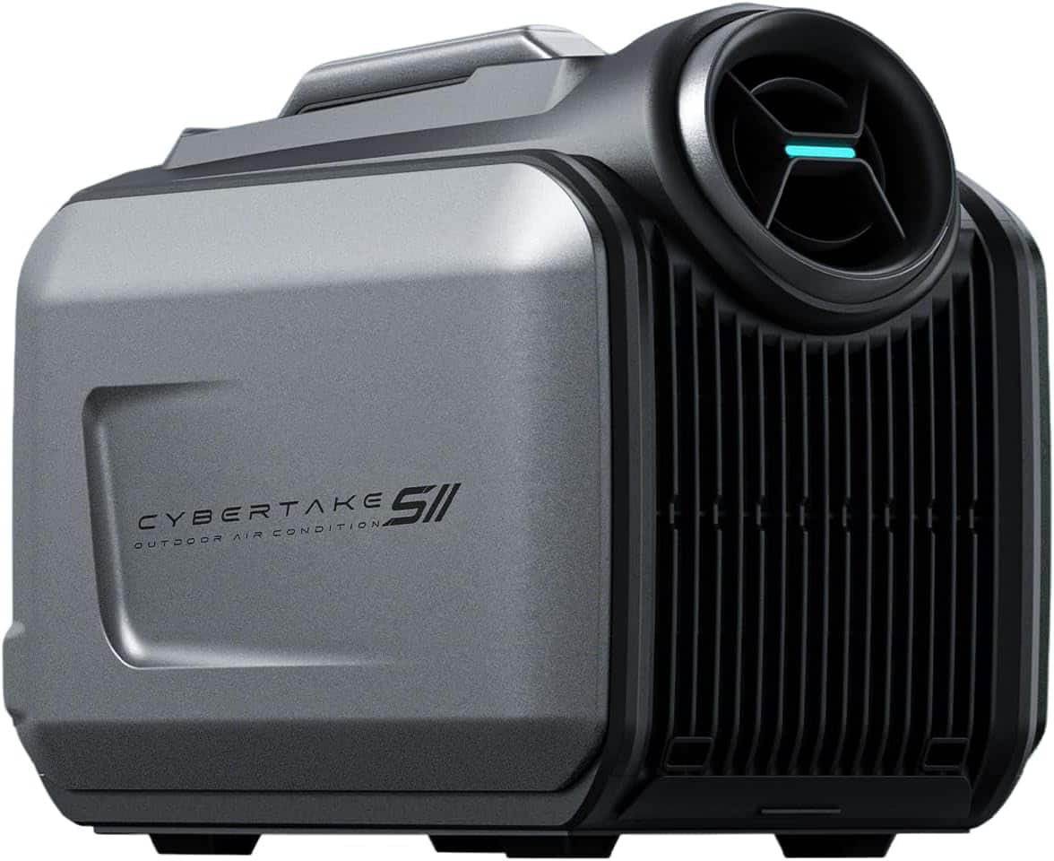 Cybertake - S2 Pro Portable Camping Air Conditioner, 5100 BTU Cooling & 6100 BTU Heating Compact & Portable, 3-Way Power for Tent RV - Gray