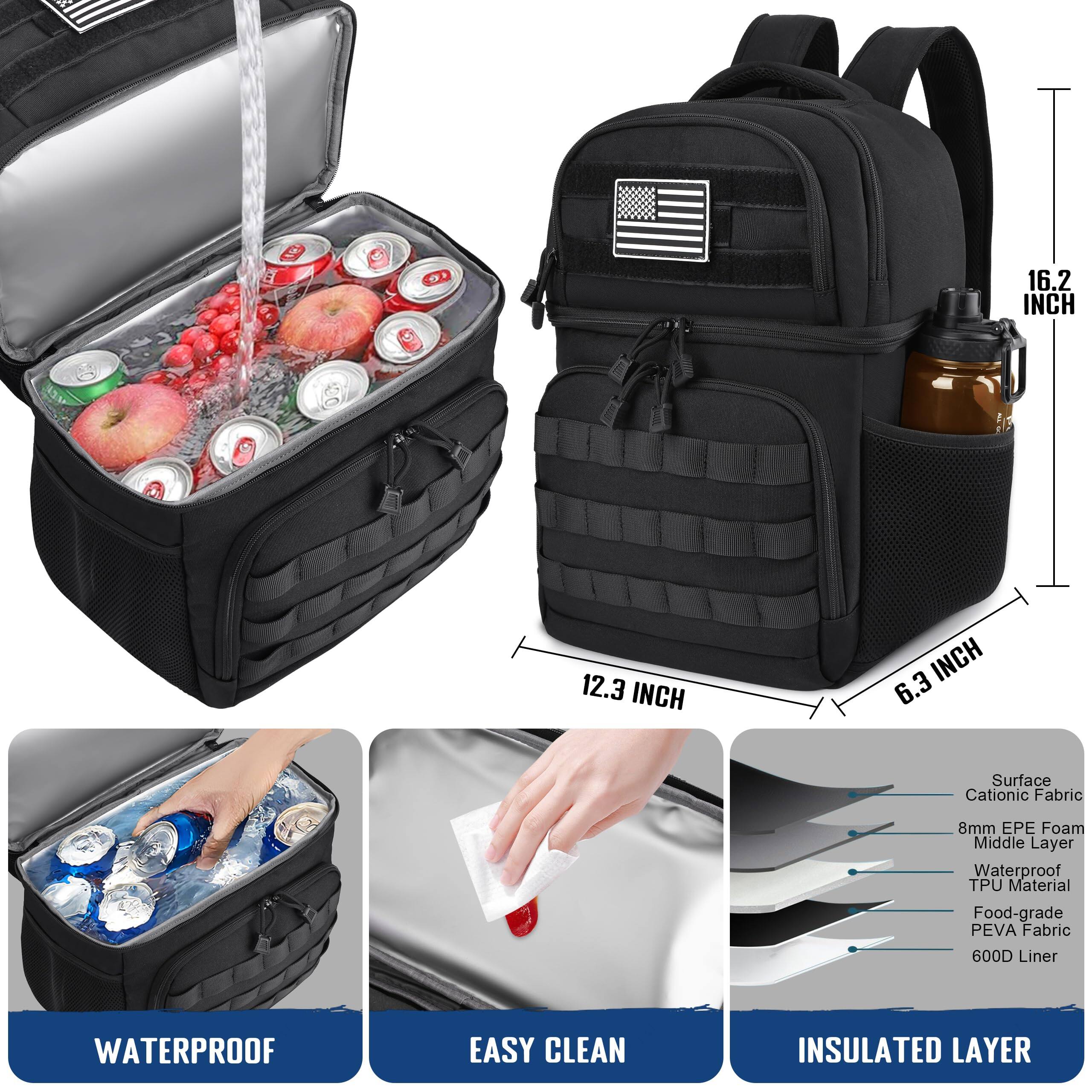 Alt View 3. Live At Space - Lunch Backpack For Men  Inspired Double Deck Cooler Insulated Leakproof Rfid Lunchbox Work - Default.