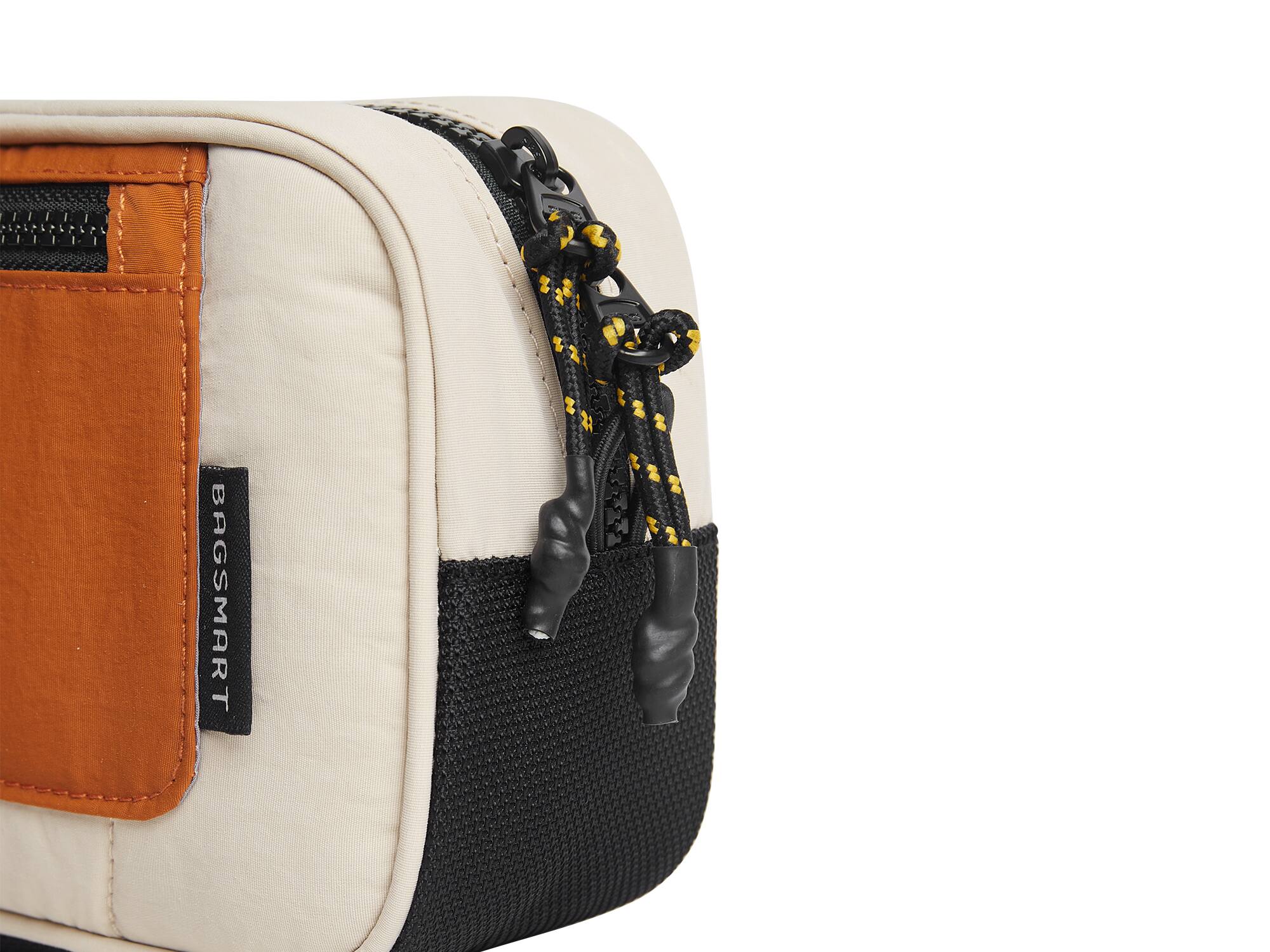 Alt View 3. Bagsmart - Paz 2L Waterproof Dopp Kit, Quilted Travel Toiletry Bag with Multiple Compartments for Travel & Daily Use - Tangerine.