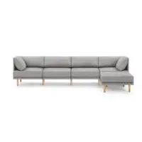 Burrow - Contemporary Range 4-Seat Sofa with Attachable Ottoman - Stone Gray - Front_Zoom