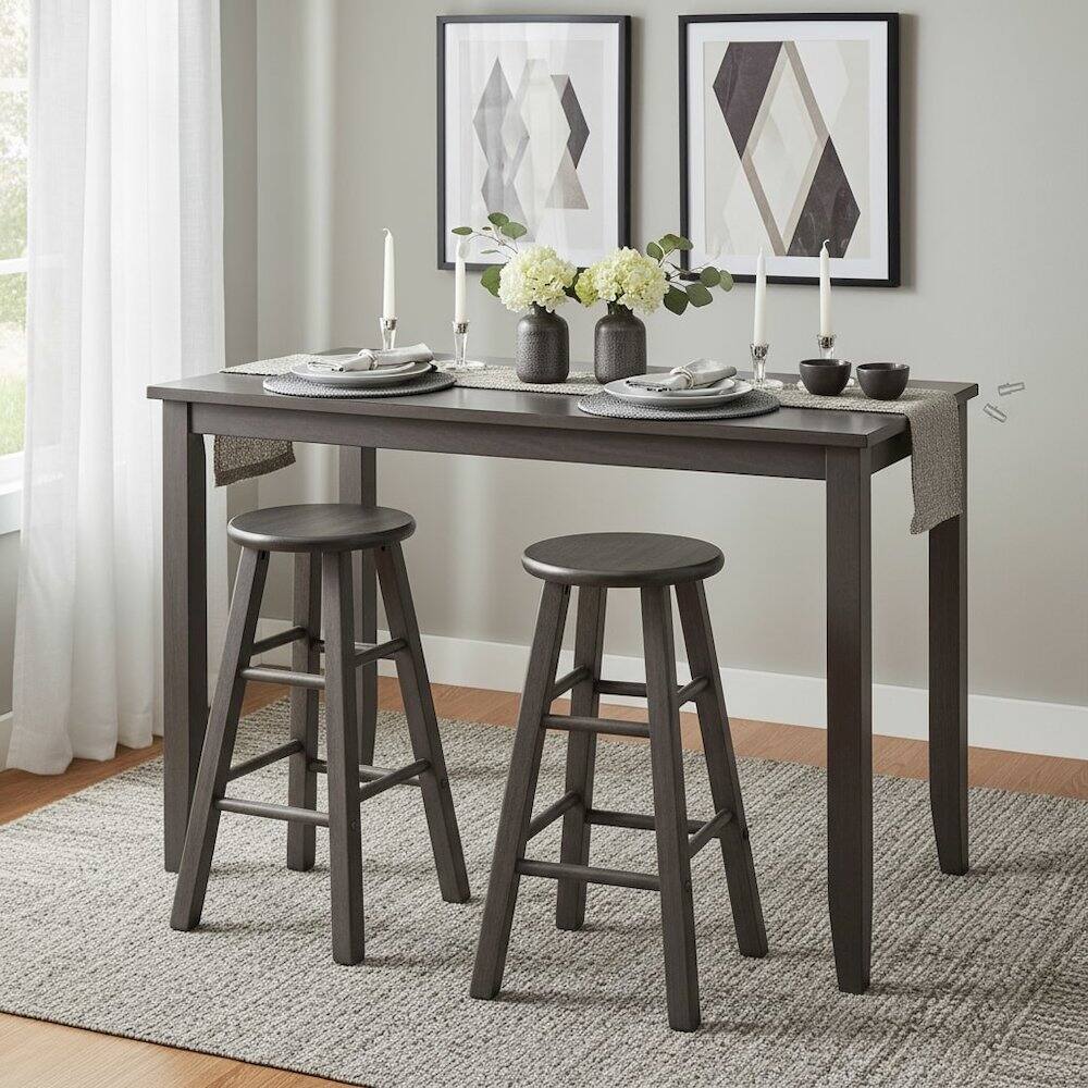 Alt View 2. FurniFact - 2-PC Counter Stool Set - Oyster Gray.