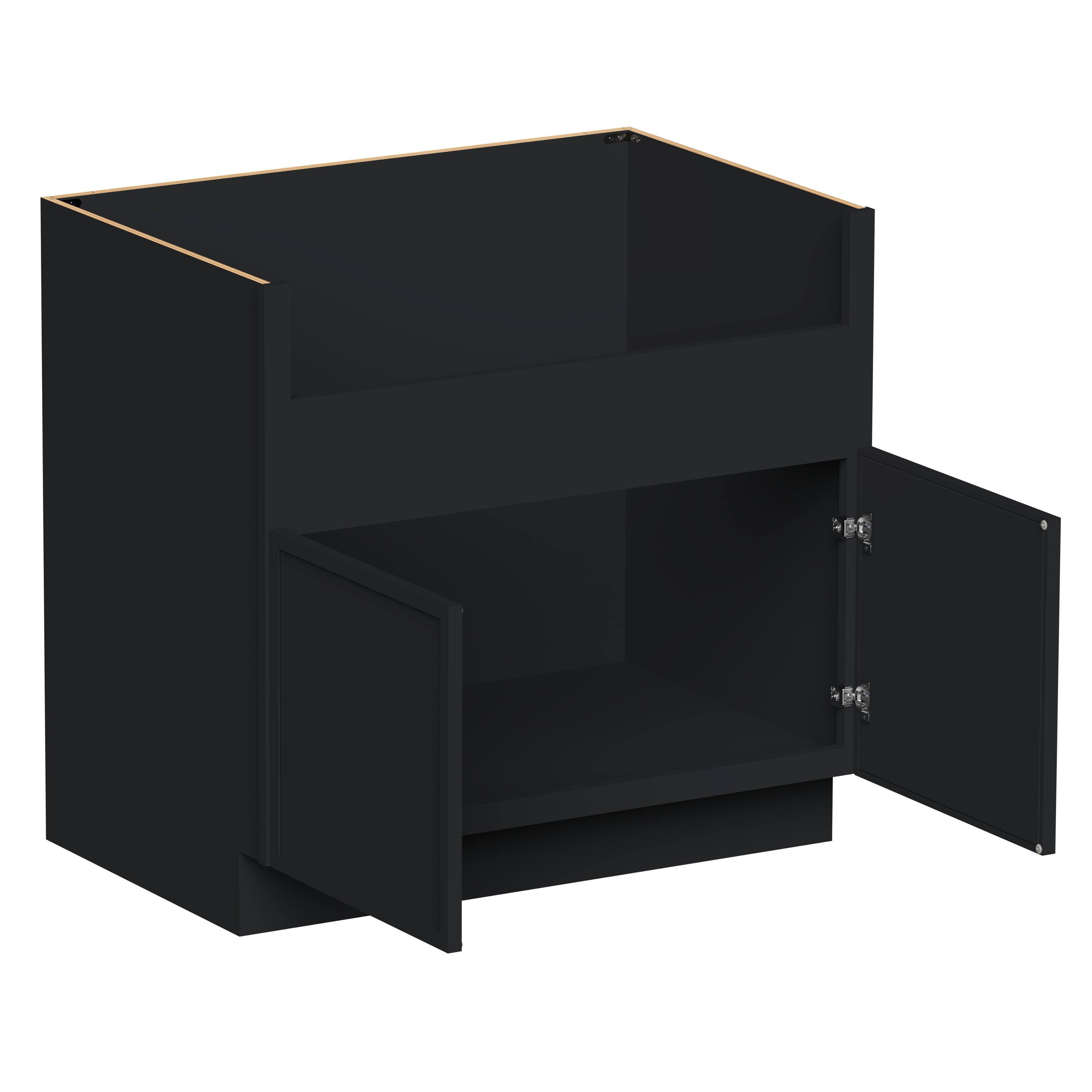 Angle. Boyel Living - 36-in W x 34.5-in H x 24-in D Shaker RTA Kitchen Farmhouse Sink Base Cabinet with Soft-Close - Black.