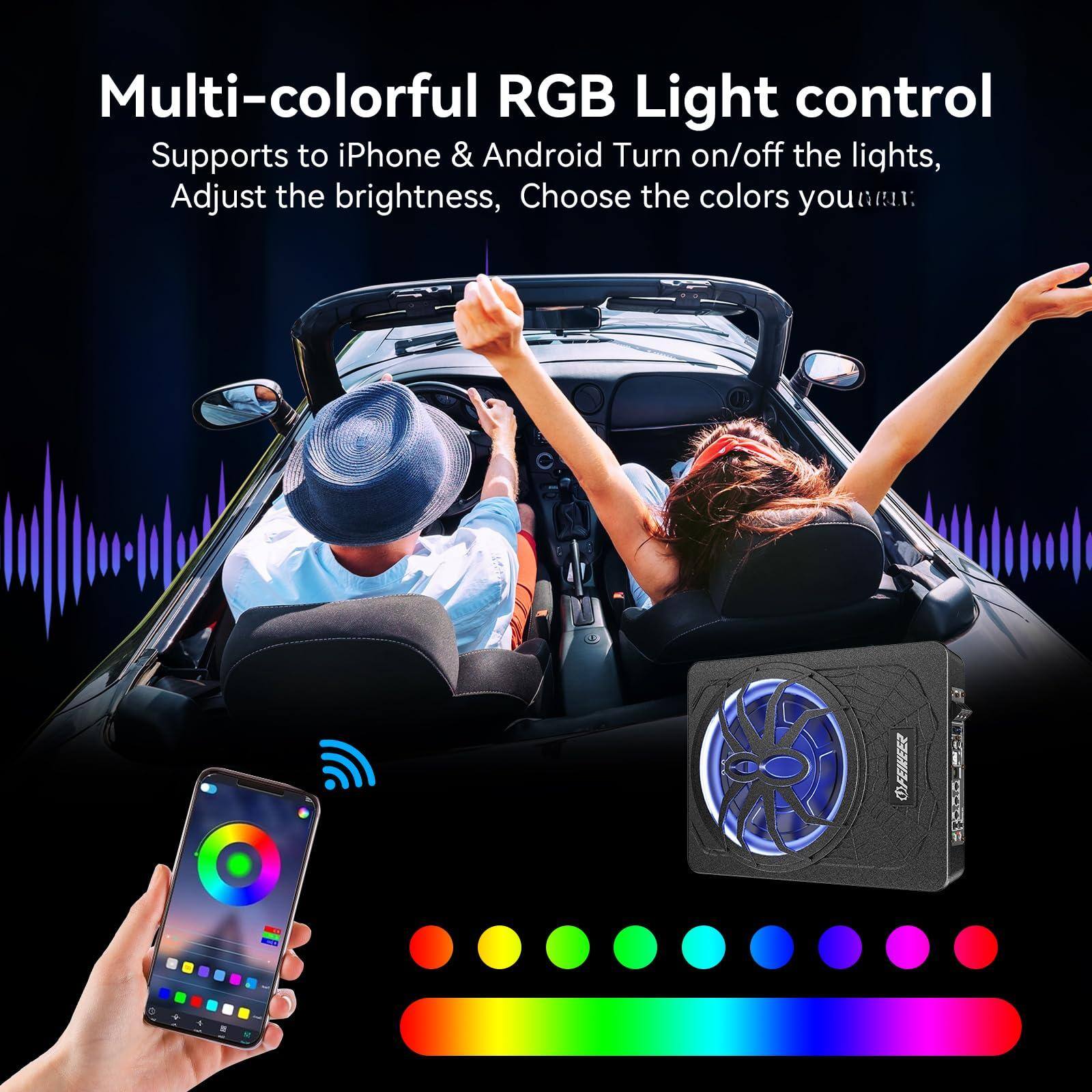 Multi-colorful RGB Light control  
Supports to iPhone & Android  
Turn on/off the lights,  
Adjust the brightness,  
Choose the colors you like.
