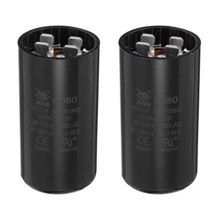 JYUR CD60 MOTOR STARTING CAPACITOR 88-108 µF 125V.AC 50 | 60Hz 65°C SIE -10/+65°C -10 I+ CE IR IEC60252-2 E342198