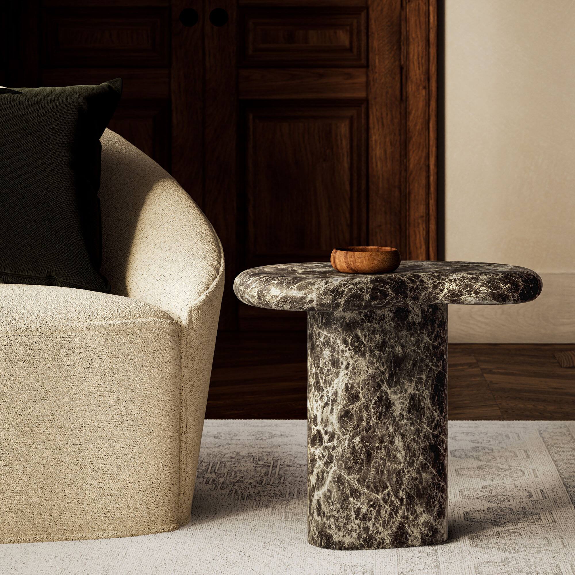 Alt View 1. Modway - Elowen Outdoor Patio Side Table by Modway - Dark Emperador Marble.