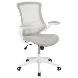 Emma + Oliver - Mid-Back Mesh Swivel Ergonomic Task Office Chair with Flip-Up Arms - Light Gray Mesh/White Frame