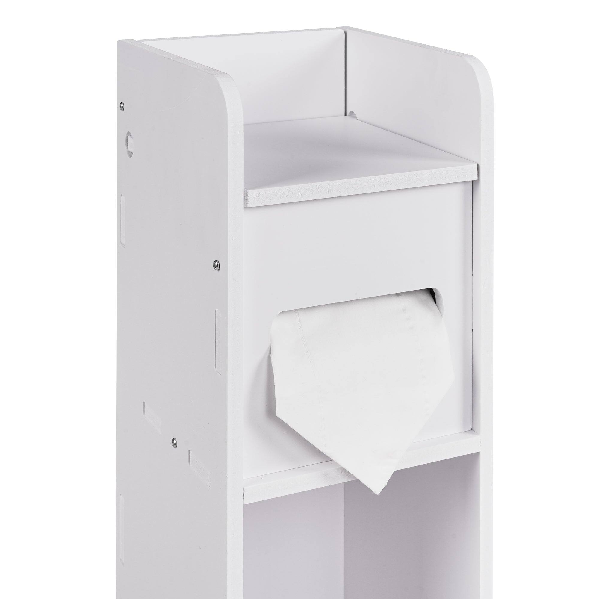 Alt View 1. Vecelo - Narrow Bathroom Storage Cabinet with Toilet Paper Organizer-Space-Saving, Perfect for Small Bathrooms & Next to Toilets - White.