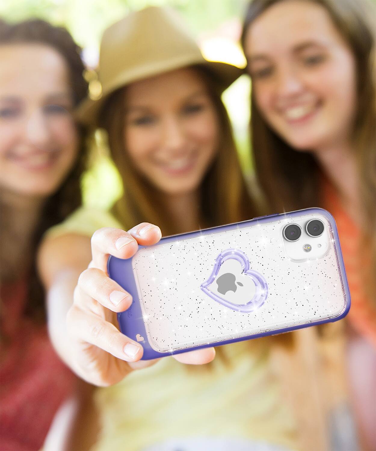 Angle. Vena - vLove Glitter Heart Apple iPhone 11 Case, Lightweight Phone Case Compatible with Wireless Charging - Purple - Multicolored.