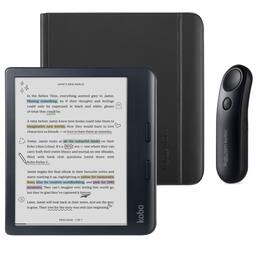 Kobo - Libra Colour (Black) eReader with Black Remote Bundle - 2024 - Black Notebook SleepCover